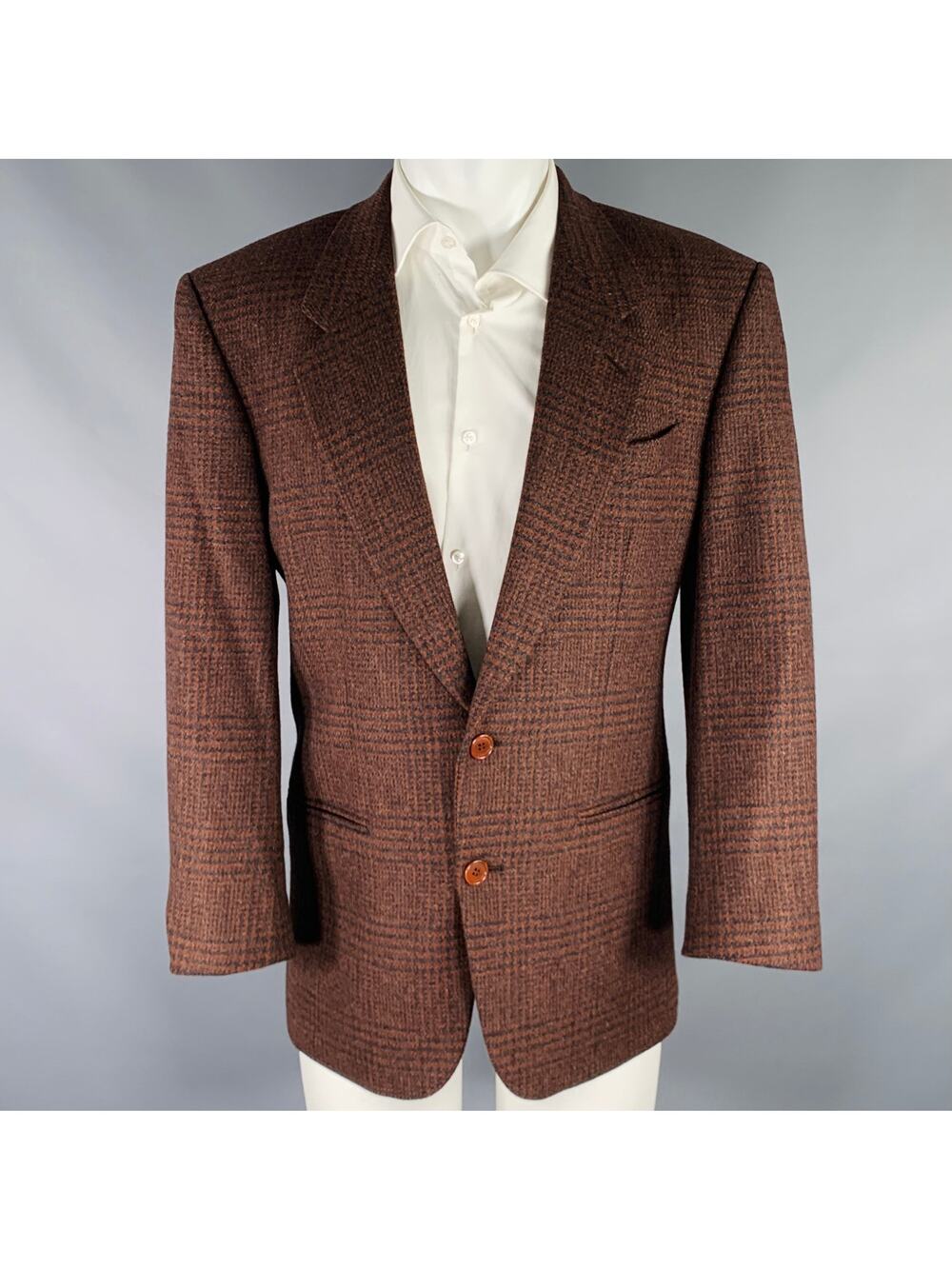 MISSONI Size 38 Brown Black Glenplaid Virgin Wool Oversized Sport Coat